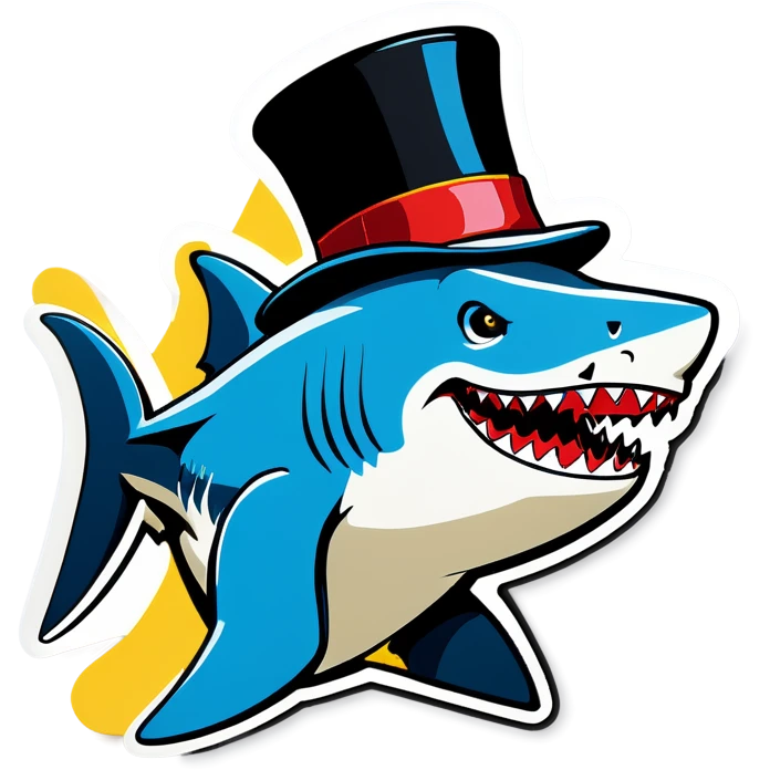 Shark with a top hat emoji