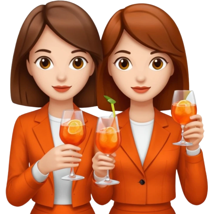 two medium brown haired girls with aperol emoji