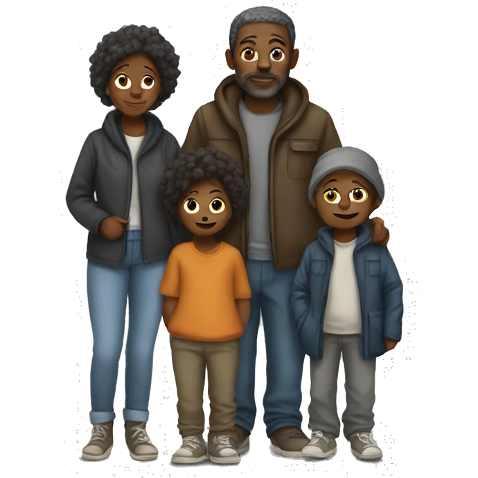 homeless family of black people emoji