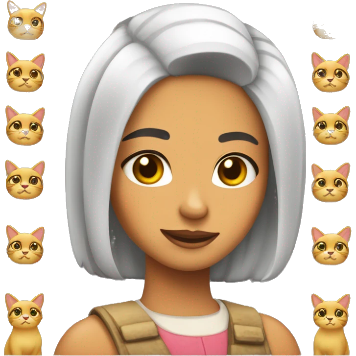 Chica peliroja con orejas de gato emoji