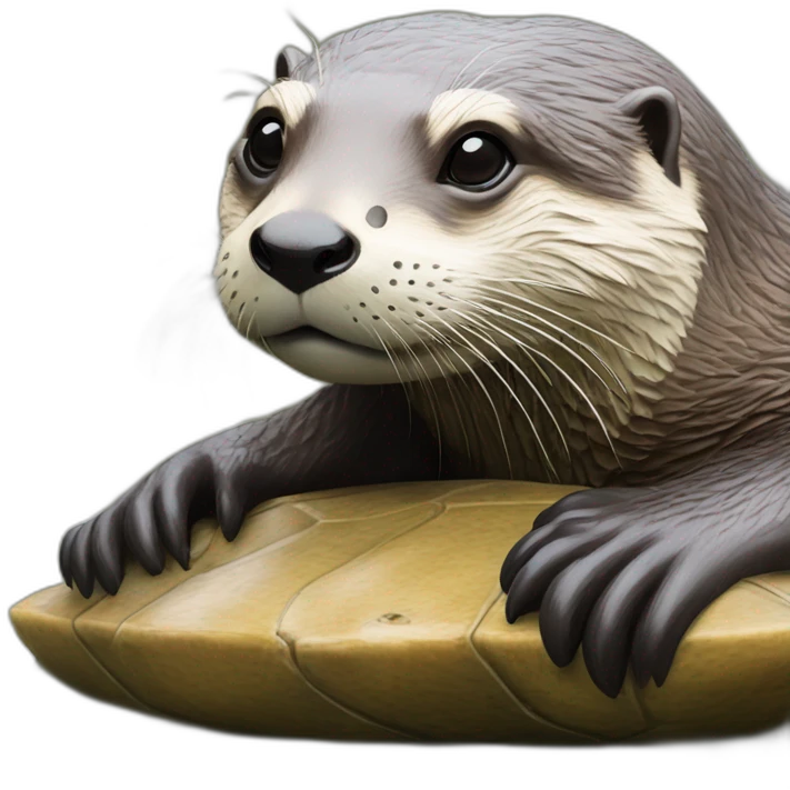 Loutre sur une tortue emoji