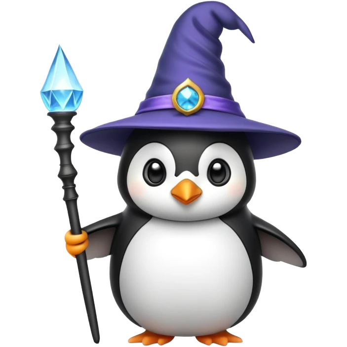 penguin with wizard hat and magic wand emoji