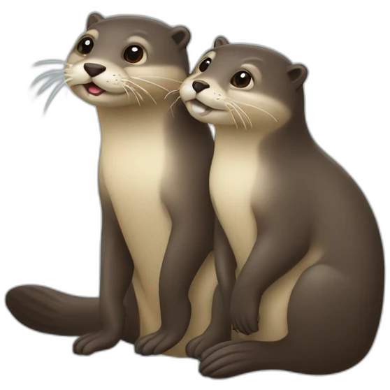 Chat sur le dos d'une loutre emoji
