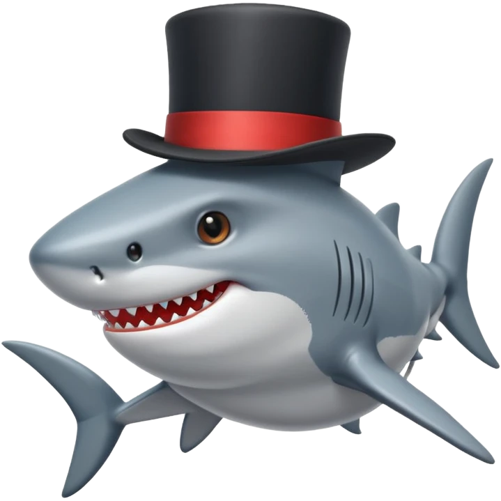 Shark with a top hat emoji