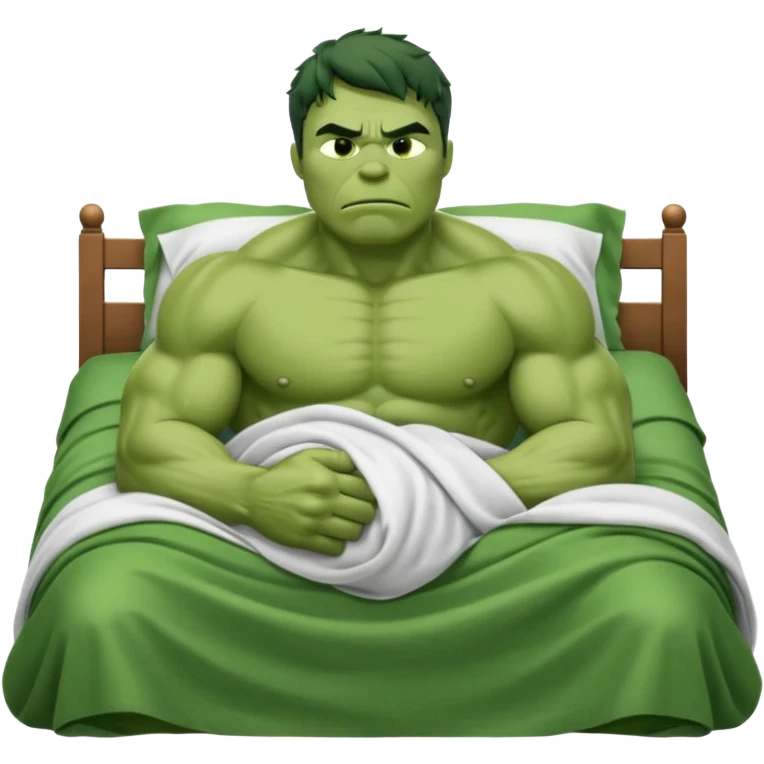 Incredible hulk sleeping lying down in bed under blanket eyes closed emoji