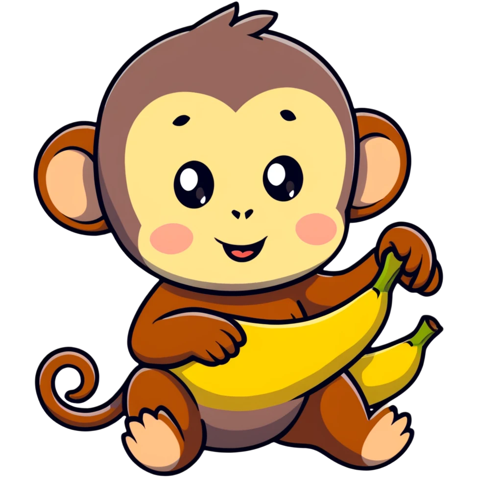 adorable baby monkey carefully peeling a banana emoji