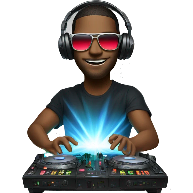 Dj on console with laser lights emoji
