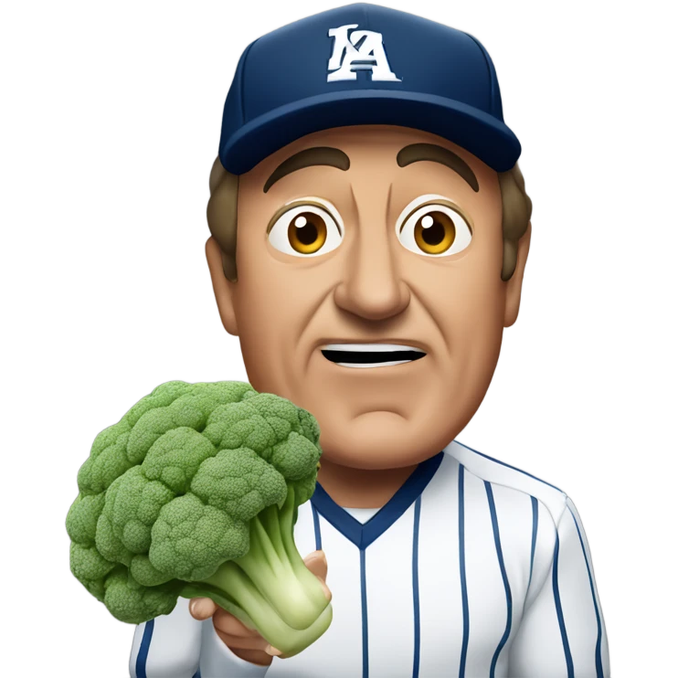 Al Michaels frightened while holding cauliflower emoji