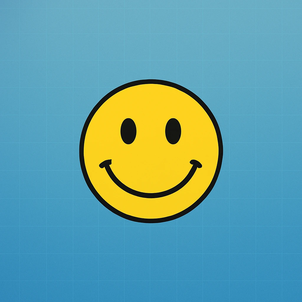 Frame 4: Background is mostly gradient, blue tint increasing, first faint grid lines appear, smiley face unchanged emoji