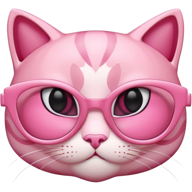 A 3D cartoon rose-pink cat-eye spectacle, glossy curved frame, soft reflections, isolated on plain background, Memoji-style. only glasses. emoji
