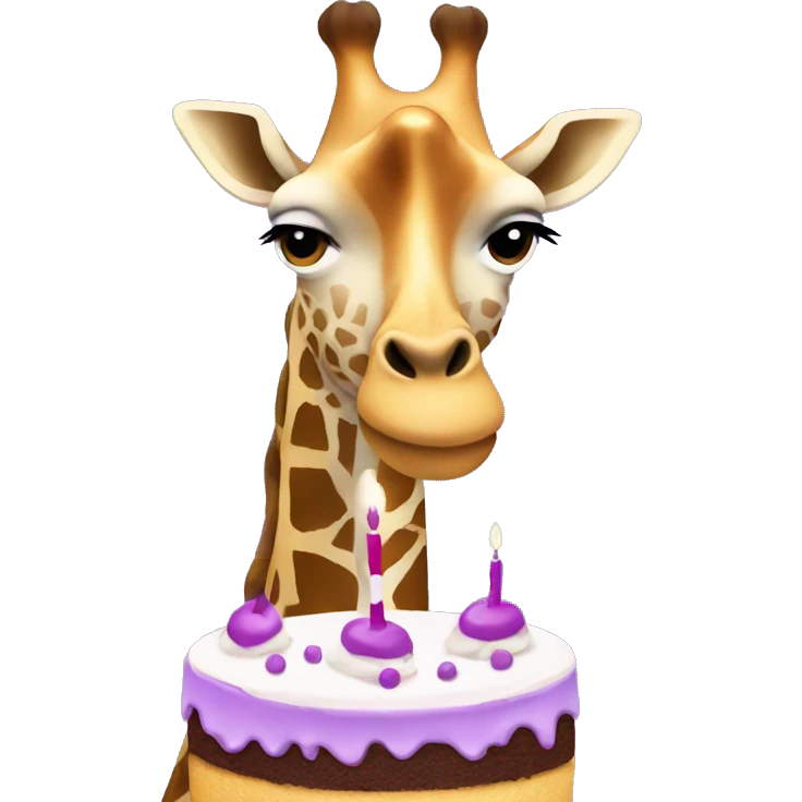 Giraffe with a purple cake  emoji
