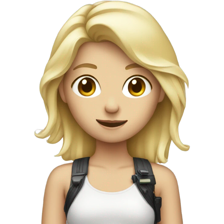 Blonde girl holding camera emoji