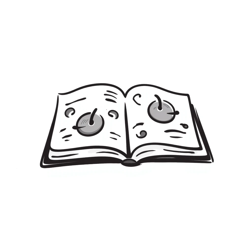 hand-drawn doodle of an open sketchbook with visible pages emoji