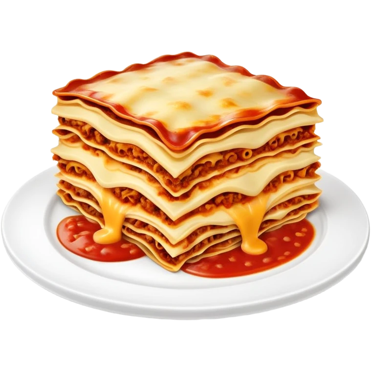 A delicious plate of lasagna with layers of pasta, cheese, and meat sauce, steaming hot emoji