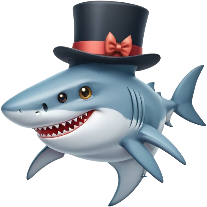 Shark with a top hat emoji