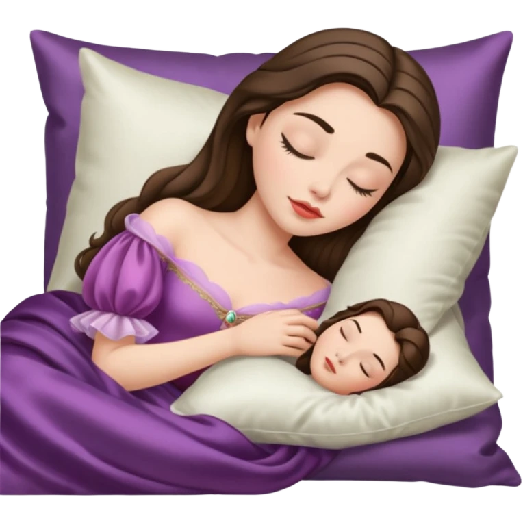 sleeping beauty brunette white girl with a silk pillow emoji