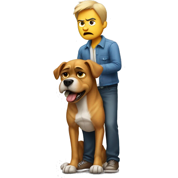 angry dog standing on a man emoji