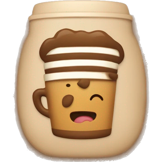An emoji on a light brown square that says “Cafe Mix’” in bold and a thick font but it’s curved a little bit at the top of the square emoji