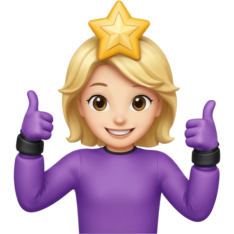 HD a smiling happy dancing toon star with both gloved hands doing thumbs up and blue background emoji
