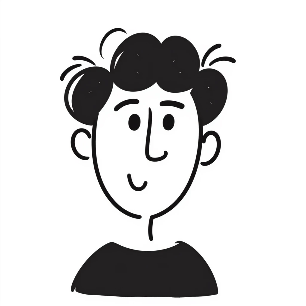 self-portrait transformed into abstract art, doodle style emoji