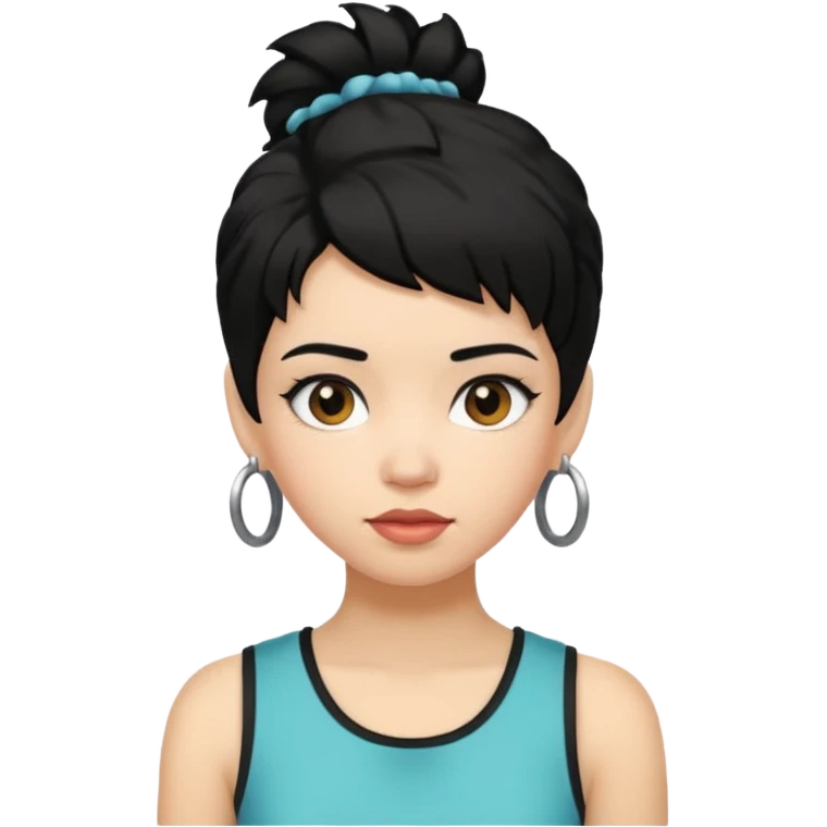 girl In Sleeveless, black hair, funky. emoji