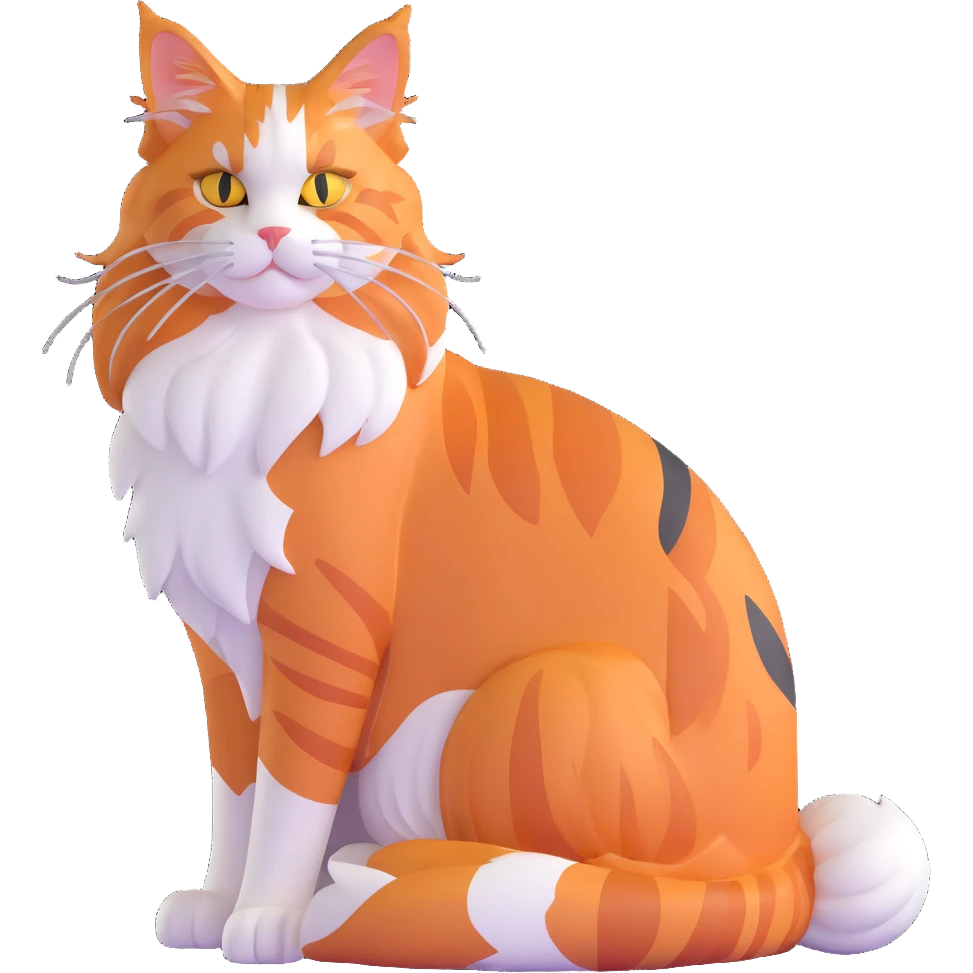 calico maine coon cat with orange, black and white patches emoji