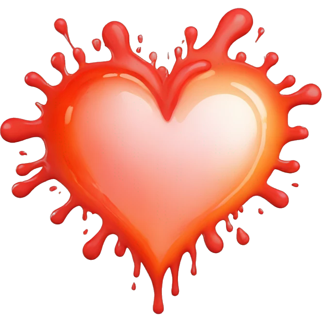 bleeding red heart glowing red-orange with splatter emoji