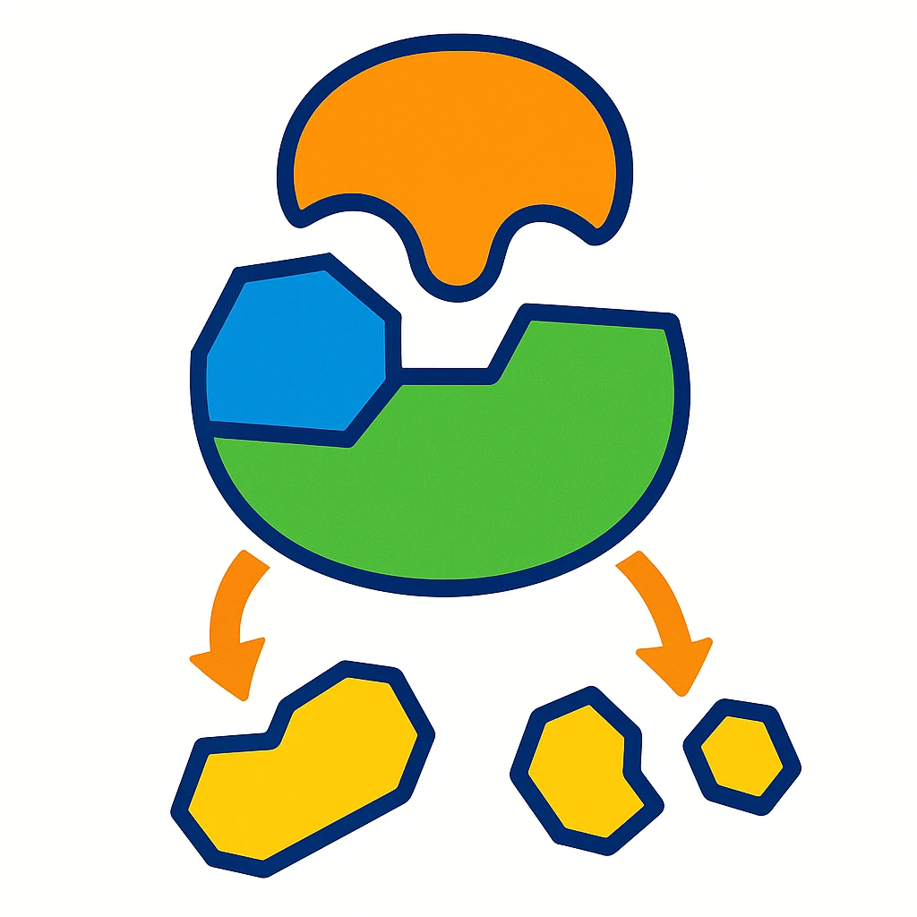 Ultra-detailed scientific illustration  (like in a school book) of enzyme digestion. Macro molecular view, clean white background, no text, no human figures or cartoon characters. Purely biological focus. emoji