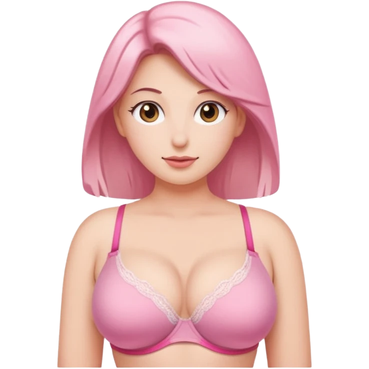 Big boobs wear pink&white bra emoji