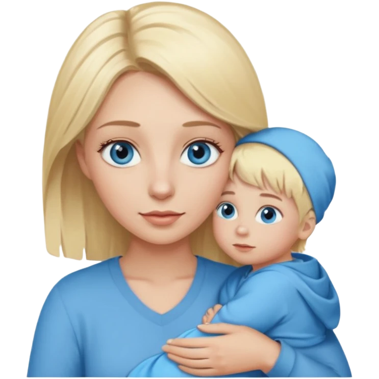 blonde baddie girl  with blue eyes, lashes, long hair Holding her little Boy  emoji