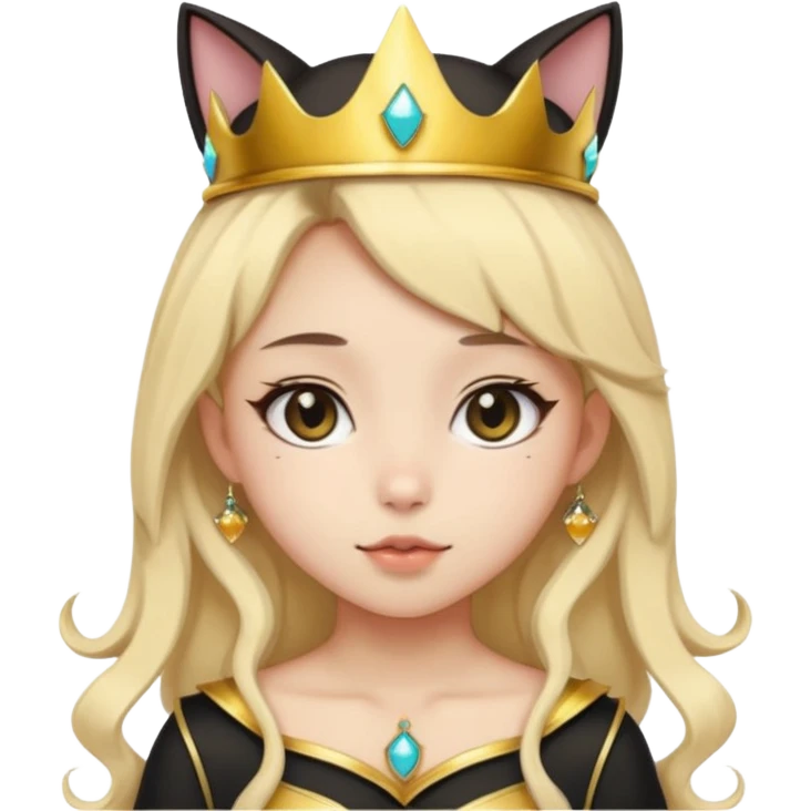 queen black cat kawaii girl emoji