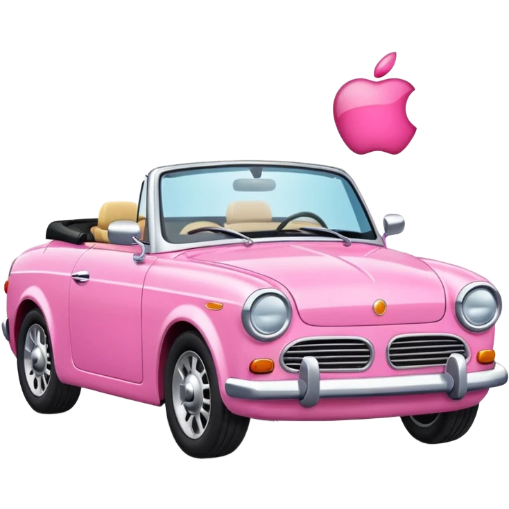 pink convertible car emoji, playful and bright, apple style emoji