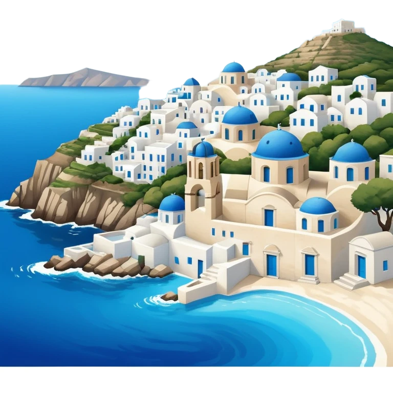a greek island seen from the sea emoji