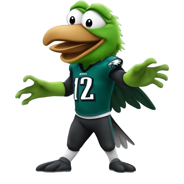 Philadelphia eagle attavking Kermit the frog emoji