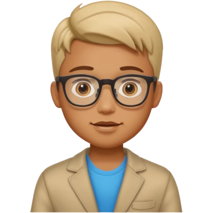 generate a pretty bratz boy with spectacles on, slightly healthy, tan emoji