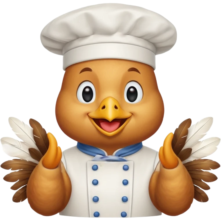 Gallina con ropa de chef con una cara de aprovacion emoji