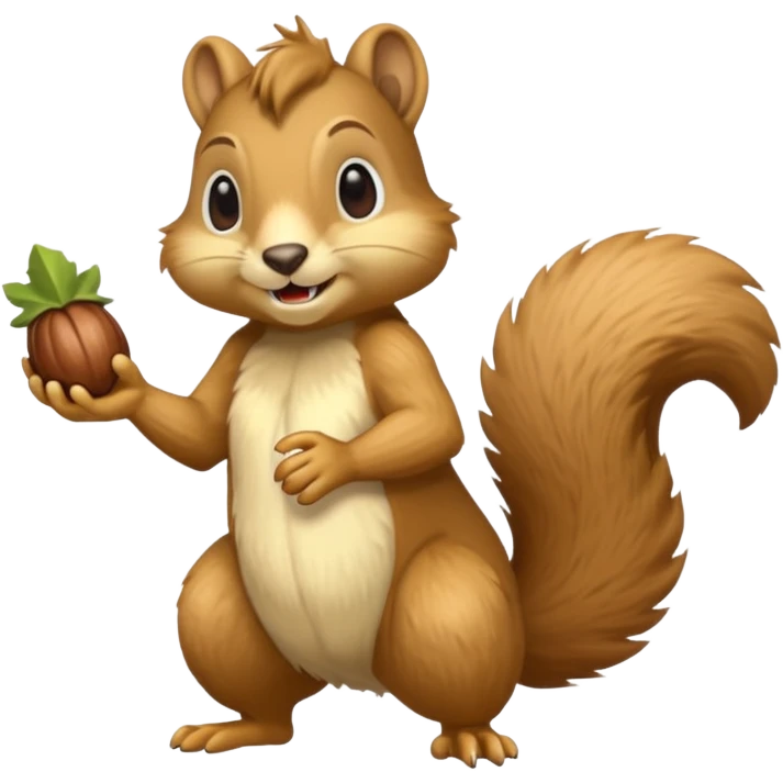 saber-toothed squirrel character with acorn, full body emoji
