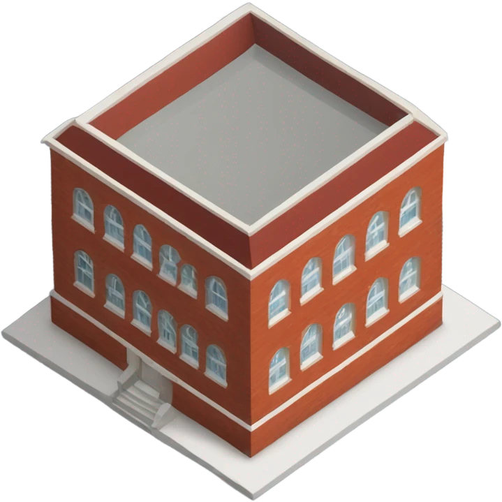 isometric ground floor round red brick building emoji