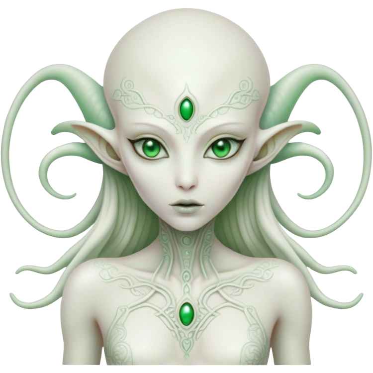 white alien woman full body Green eyes  emoji