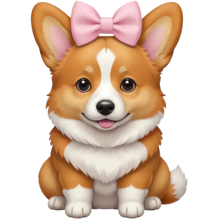 corgi with a pastel pink bow, sitting emoji