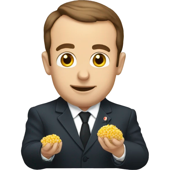 Macron qui mange du riz emoji