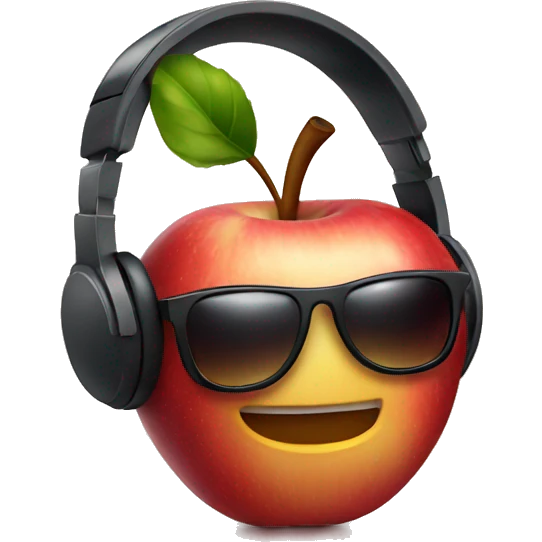 an apple with headphones and sunglasses emoji