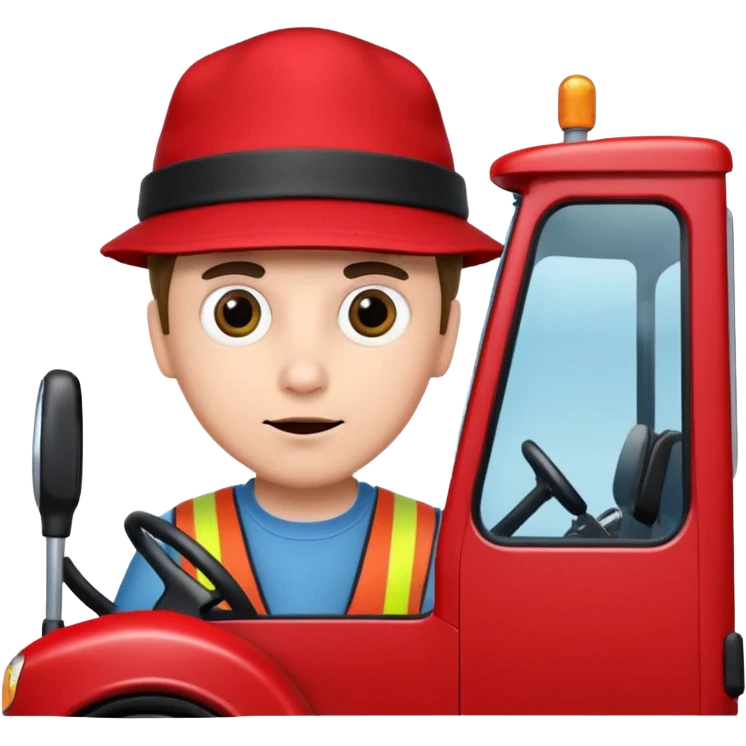 Мужчина с большими глазами и красном шапке на красном фуре вольво emoji