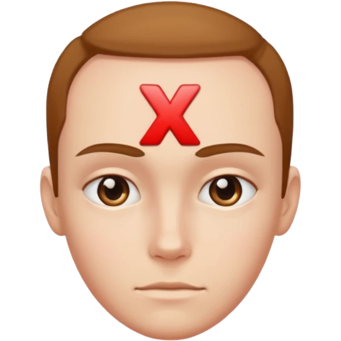 forhead with "X" text on it emoji