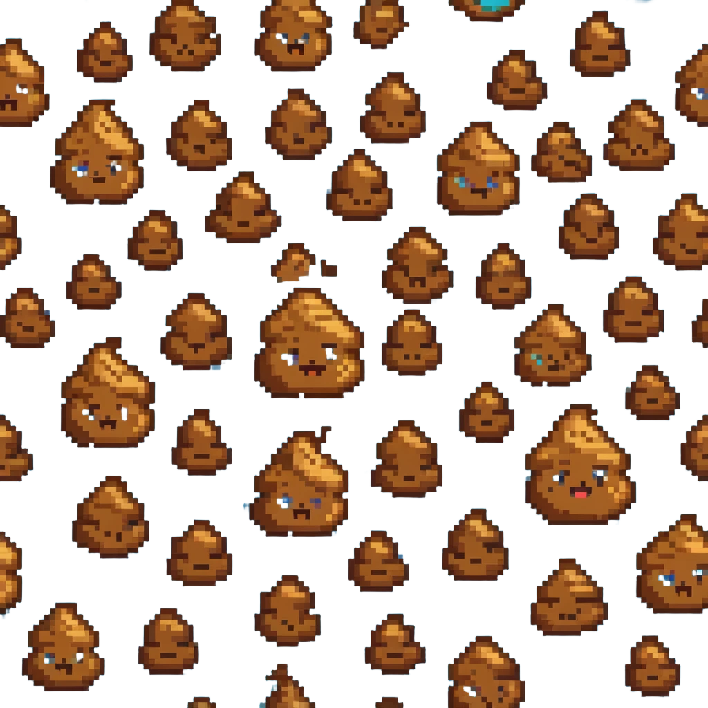 Pile of poo emoji with gradient colors from brown to darker brown, cute smiling face emoji