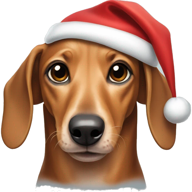 Dacshund wearing a santa hat emoji