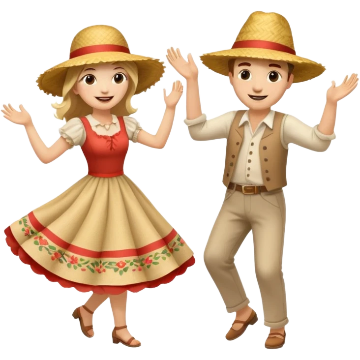 casal de branco  dançando quadrilha festa junina emoji