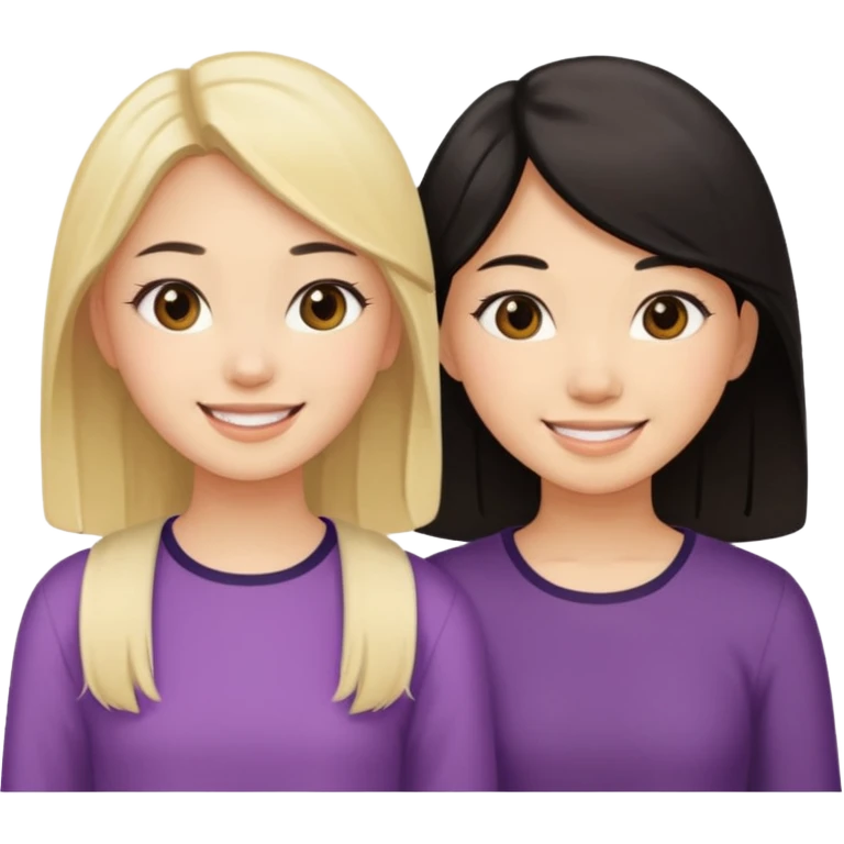 Two girl best friends one Asian the other blonde emoji
