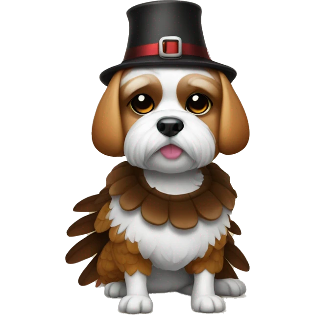 Shitzu dressed as a turkey  emoji