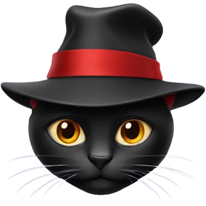 Black cat, red hat emoji